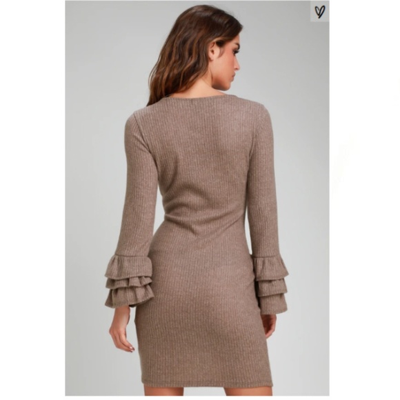 Lulus Layered Flounce Sleeve Sweater Bodycon Dress - Picture 5 of 10